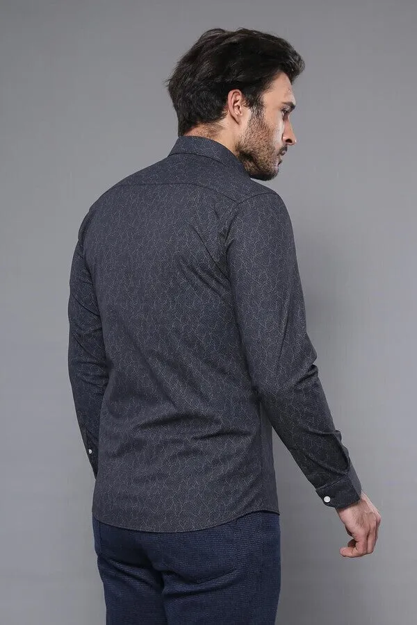Black Patterned Men's Shirt | Wessi