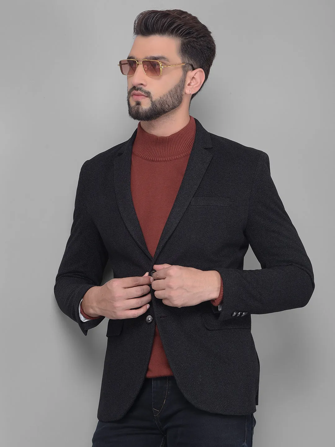 Black Single Breasted Blazer