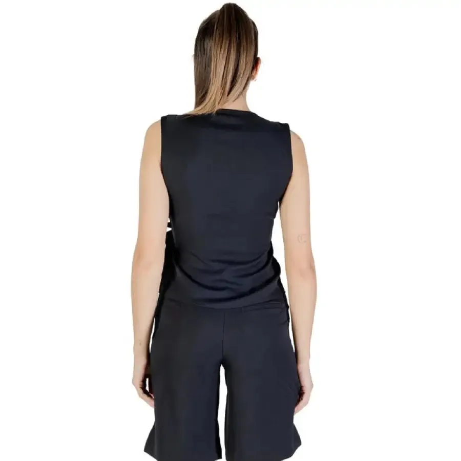 Black Sleeveless Wrap Top and Shorts Set
