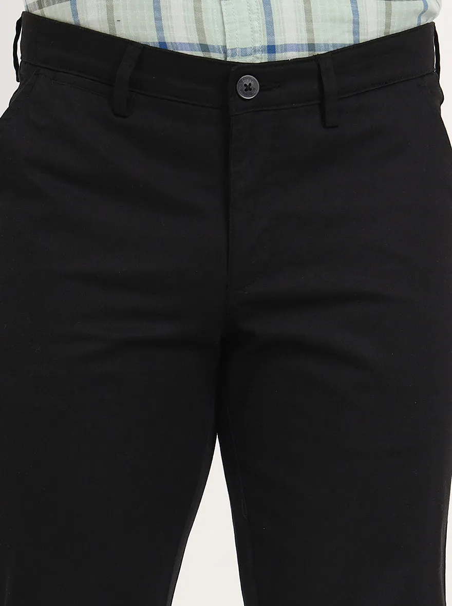 Black Solid Slim Fit Casual Trouser | Greenfibre