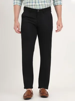 Black Solid Slim Fit Casual Trouser | Greenfibre