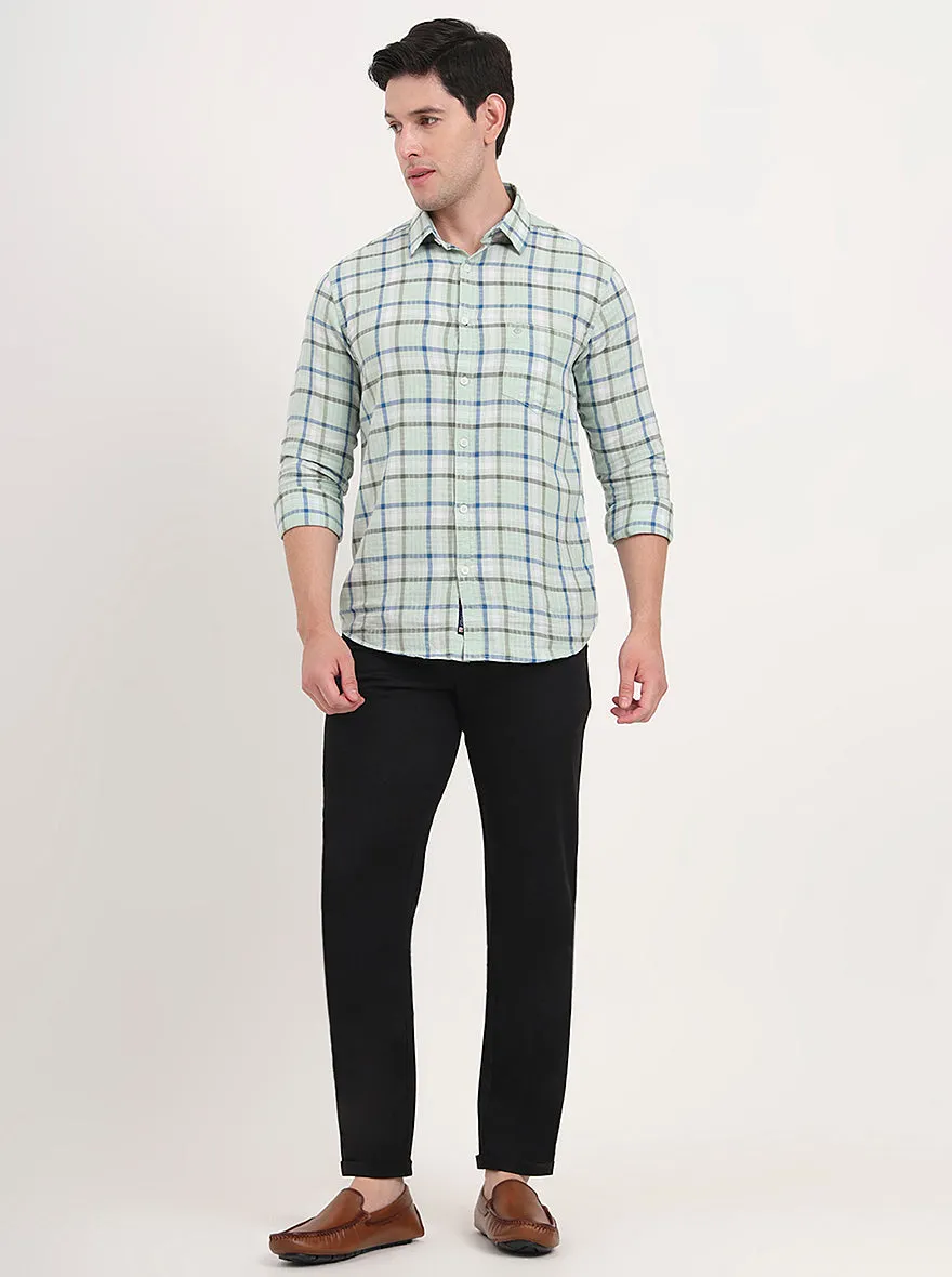 Black Solid Slim Fit Casual Trouser | Greenfibre