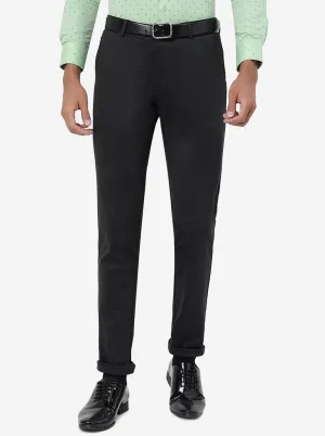Black Solid Slim Fit Club Wear Trouser | JB Studio