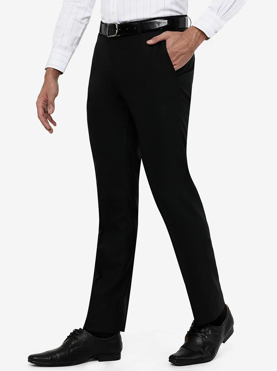Black Solid Slim Fit Formal Trouser | JadeBlue