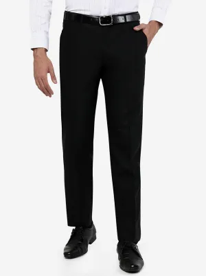 Black Solid Slim Fit Formal Trouser | JadeBlue