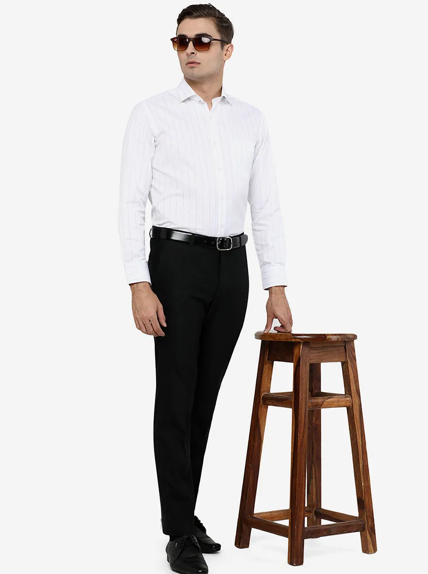 Black Solid Slim Fit Formal Trouser | JadeBlue