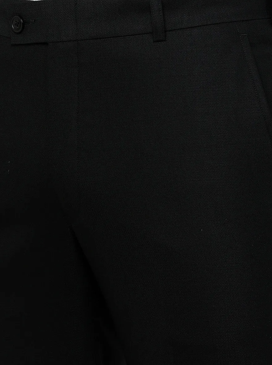 Black Solid Slim Fit Formal Trouser | JadeBlue