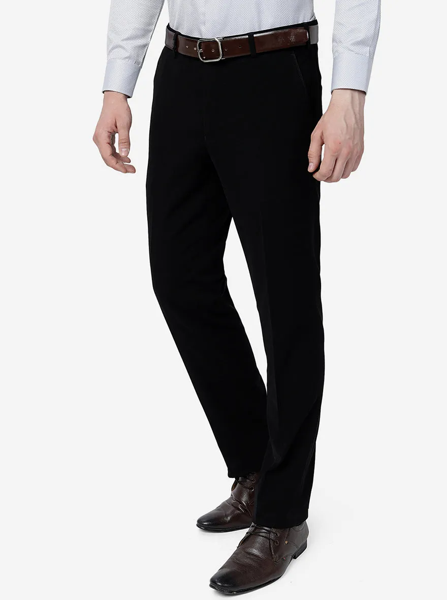Black Solid Slim Fit Formal Trouser | JB Studio