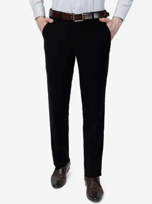 Black Solid Slim Fit Formal Trouser | JB Studio