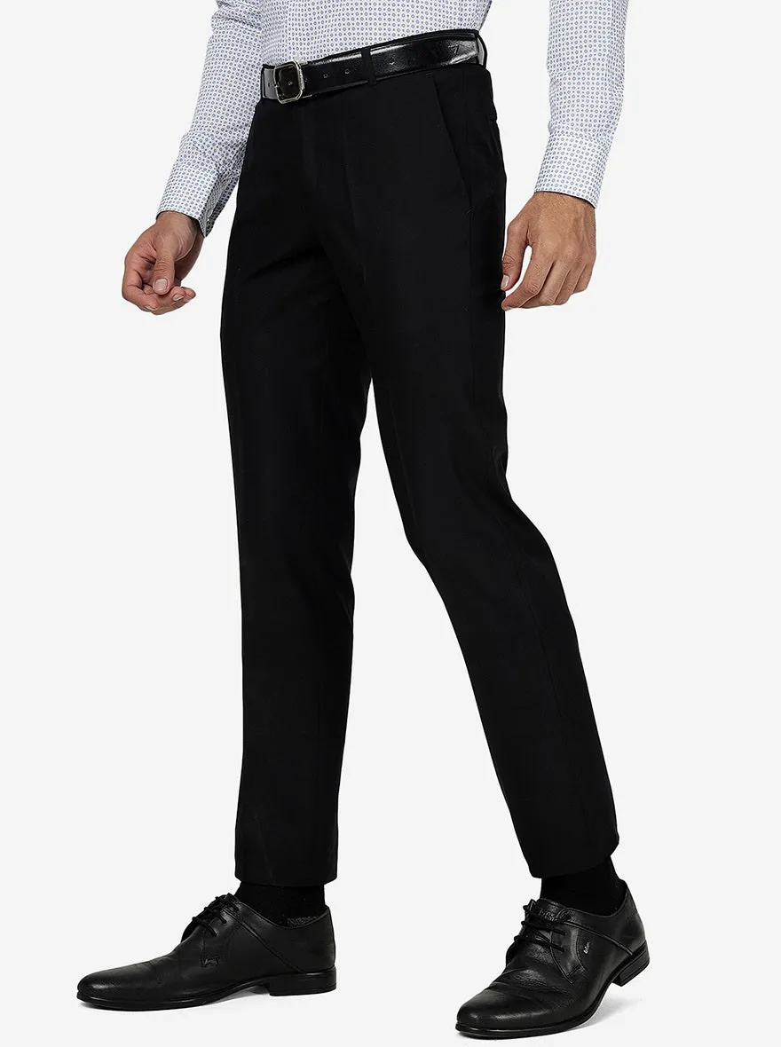 Black Solid Slim fit Formal Trouser | Metal