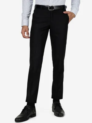 Black Solid Slim fit Formal Trouser | Metal