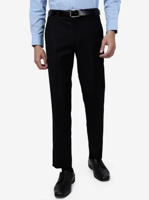 Black Solid Slim Fit Formal Trouser | Metal