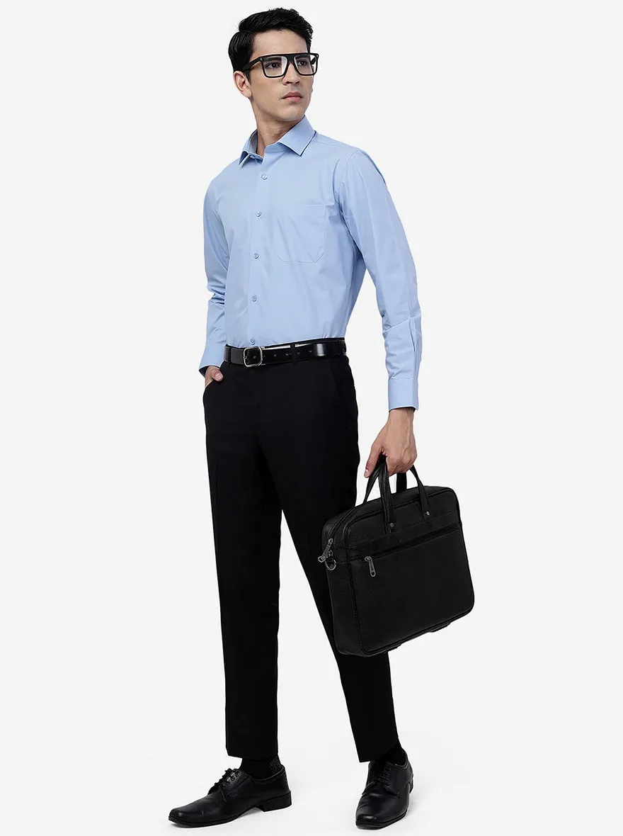 Black Solid Slim Fit Formal Trouser | Metal