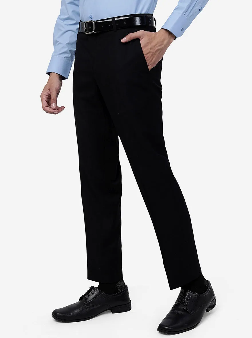 Black Solid Slim Fit Formal Trouser | Metal