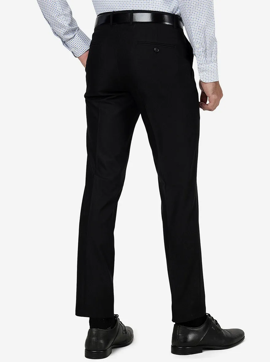 Black Solid Slim fit Formal Trouser | Metal
