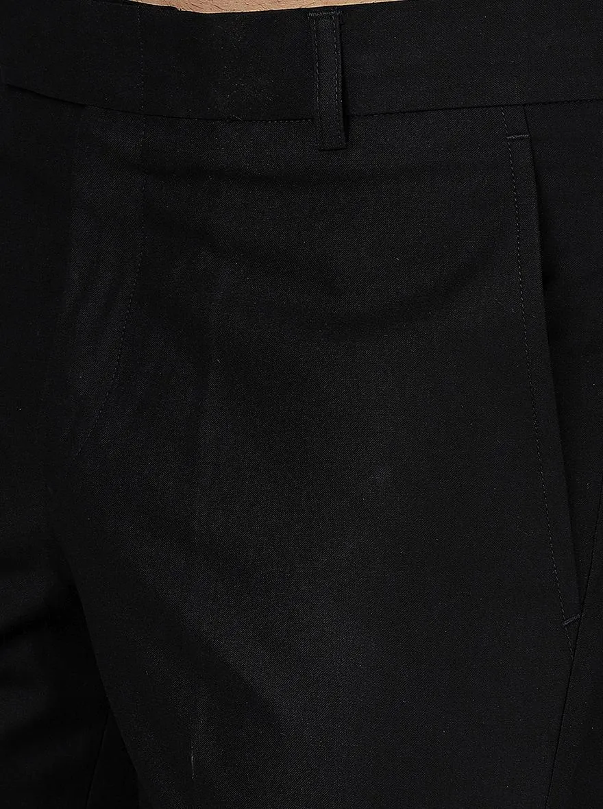 Black Solid Slim fit Formal Trouser | Metal