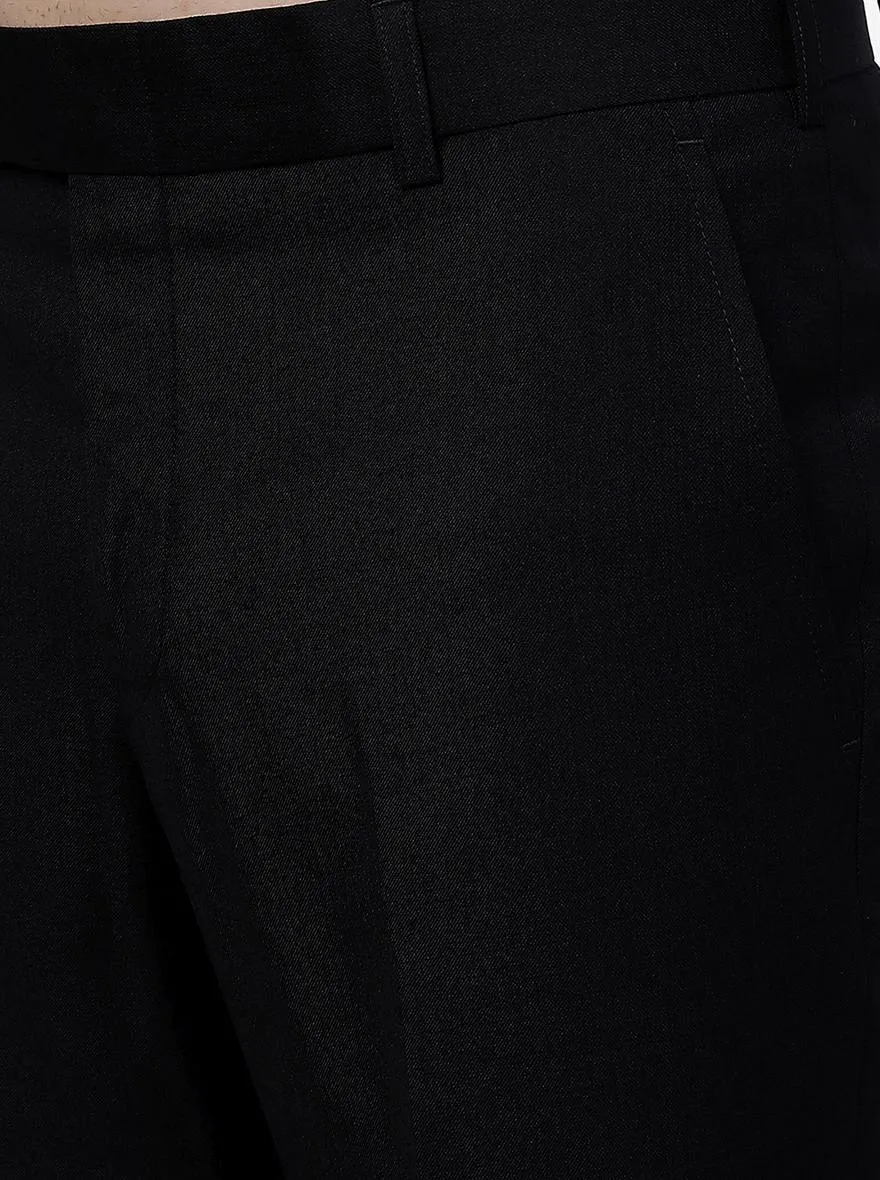 Black Solid Slim Fit Formal Trouser | Metal