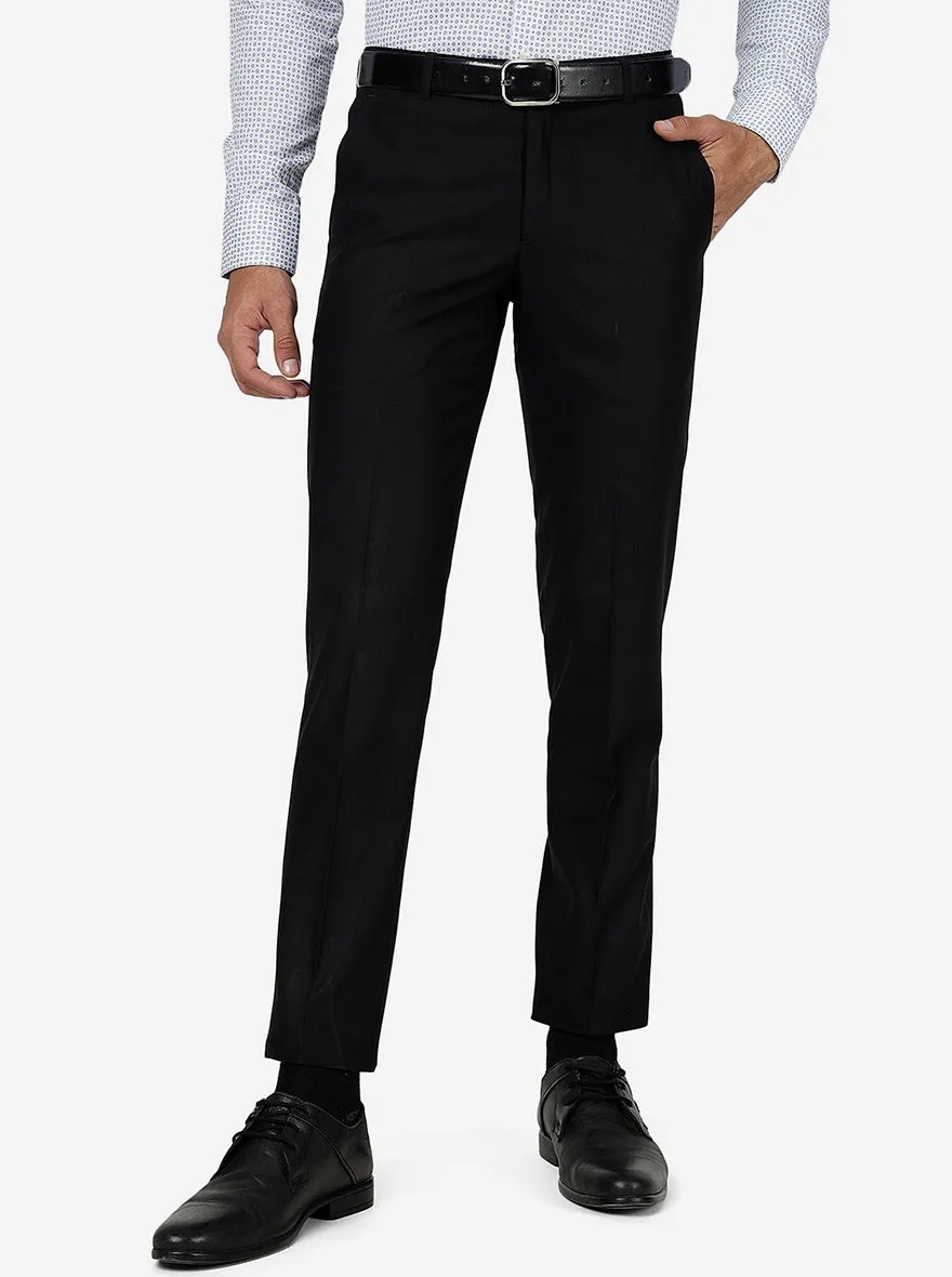 Black Solid Slim fit Formal Trouser | Metal