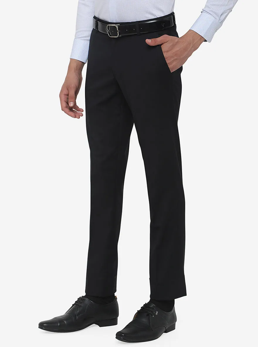 Black Solid Super Slim Fit Formal Trouser | JadeBlue