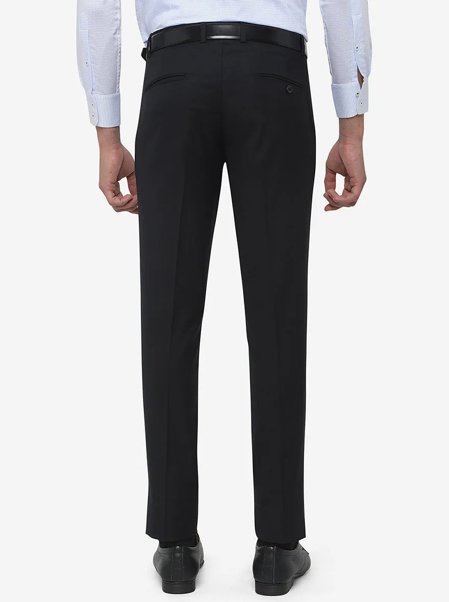 Black Solid Super Slim Fit Formal Trouser | JadeBlue