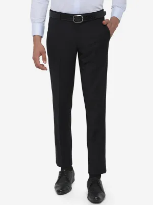 Black Solid Super Slim Fit Formal Trouser | JadeBlue