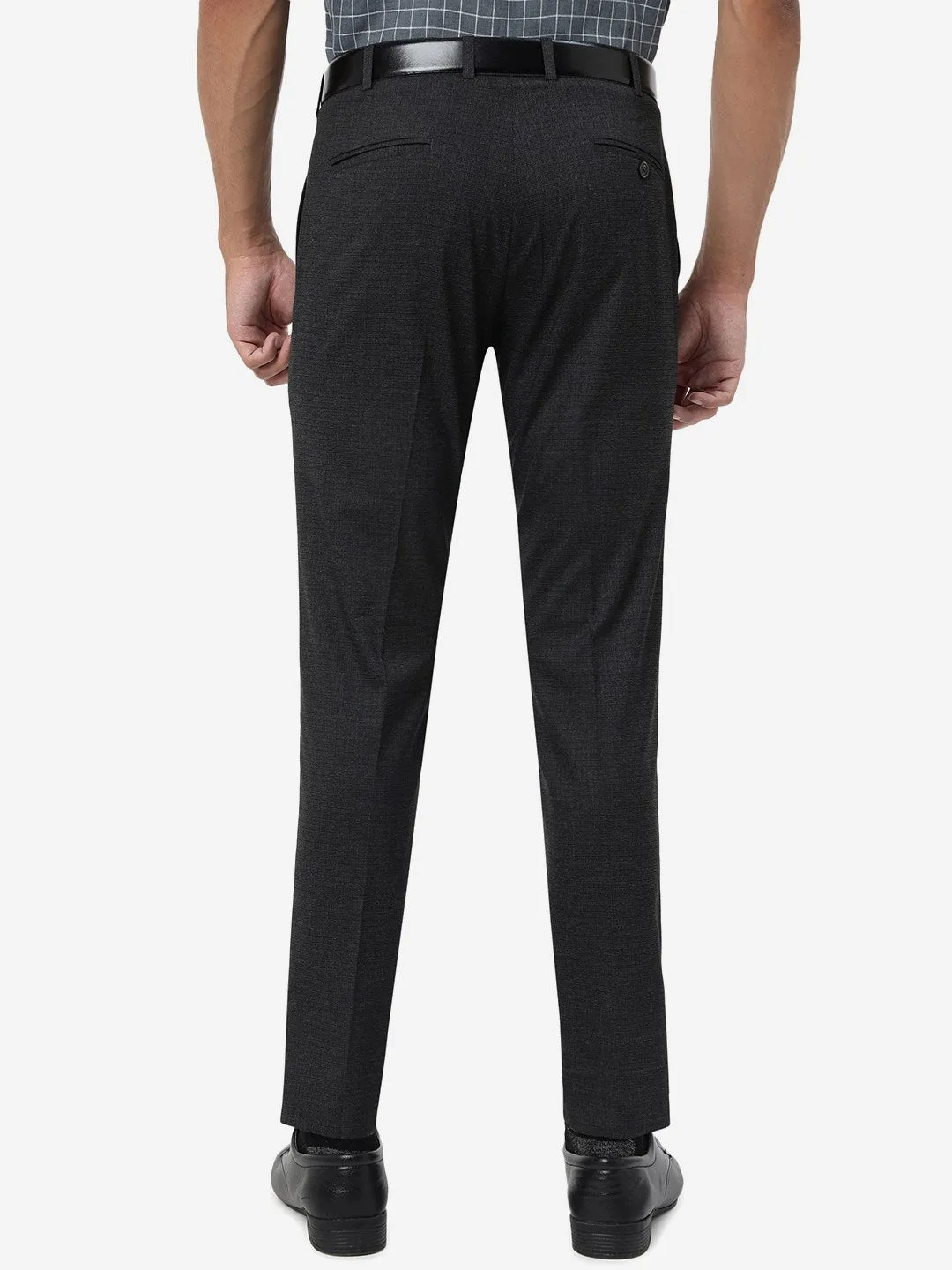 Black Solid Super Slim Fit Formal Trouser | JadeBlue