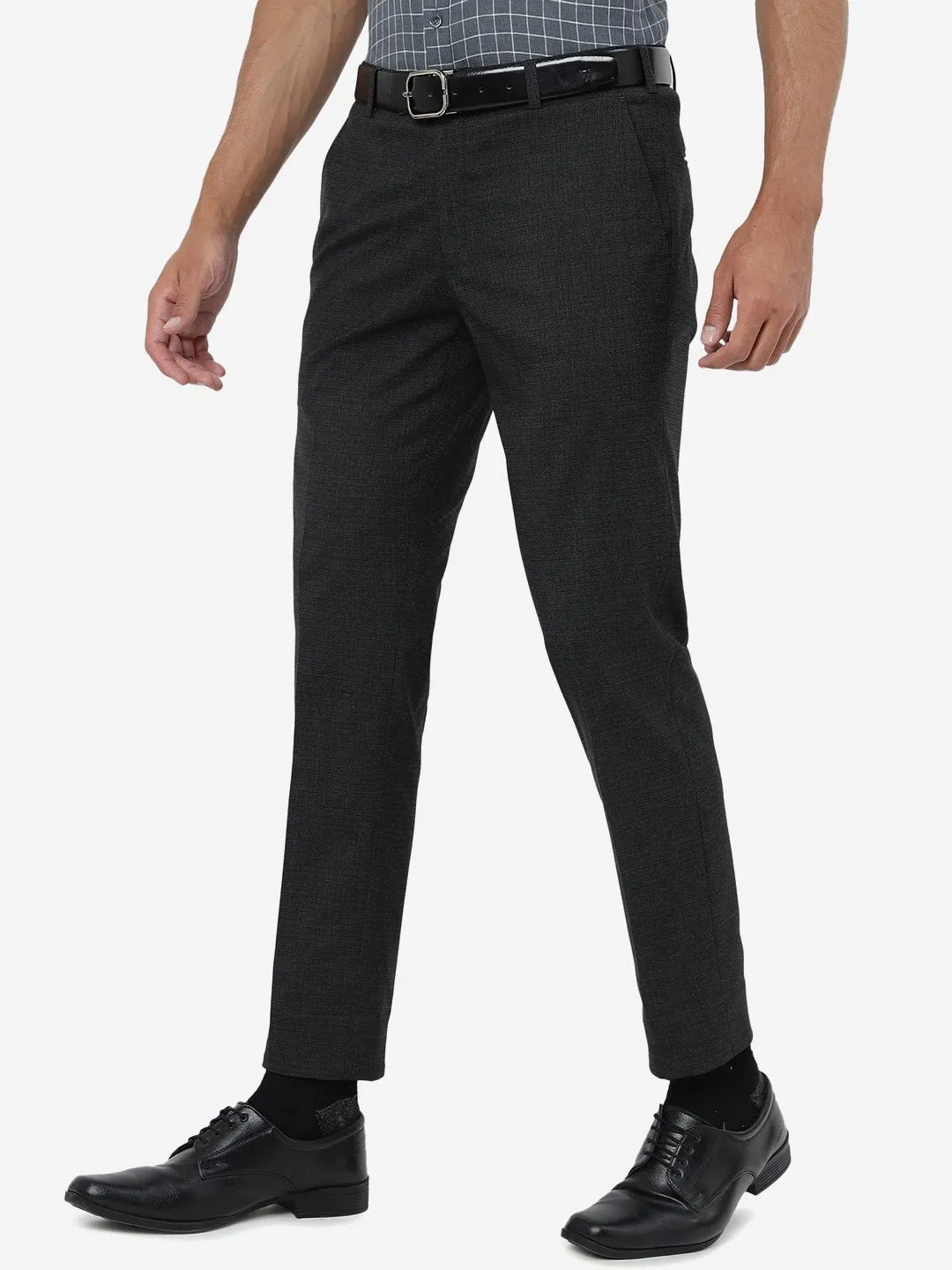 Black Solid Super Slim Fit Formal Trouser | JadeBlue