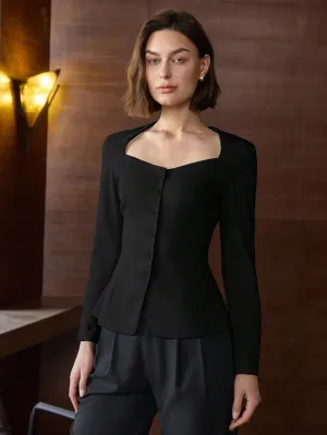 Blazer de una sola hilera para oficina de mujeres