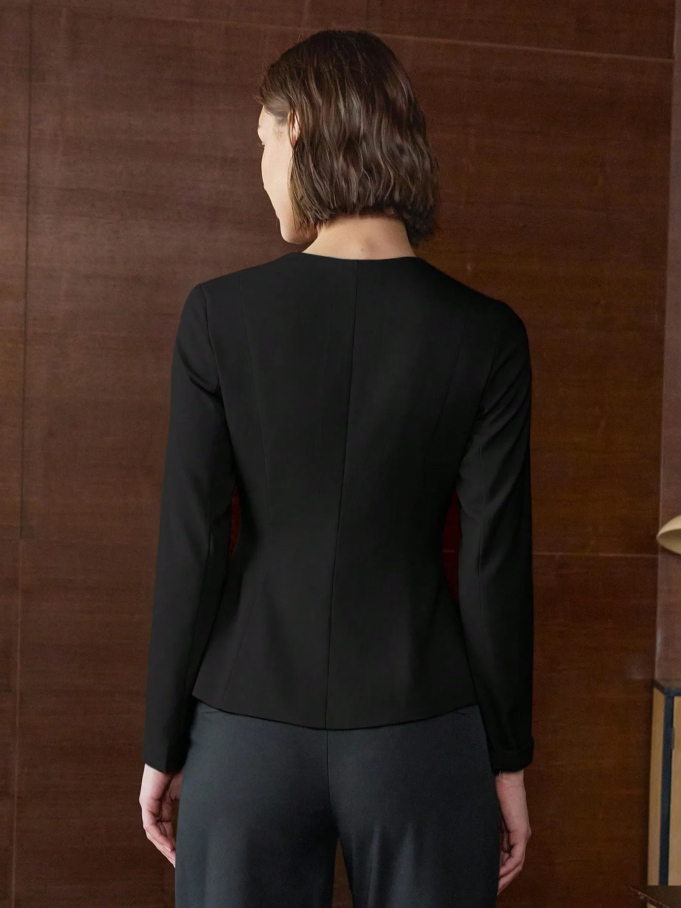 Blazer de una sola hilera para oficina de mujeres