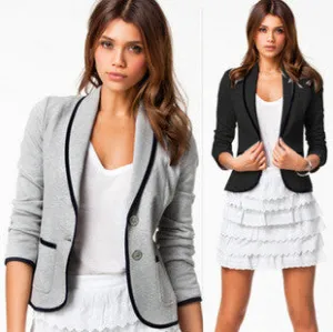 Blazer Women Fashion Women's Spring Slim Short Design Turn-down Collar Blazer Grey Short Coat Jackets for women WL2024