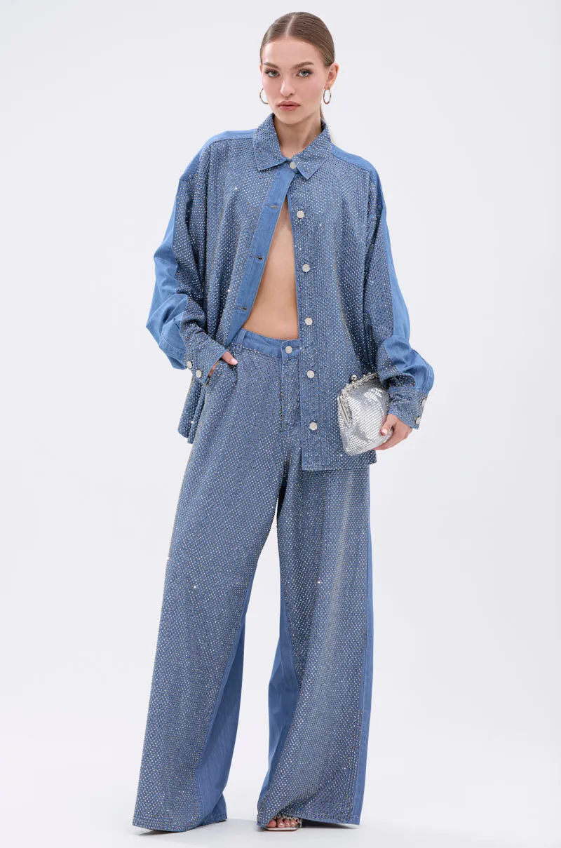 BLING BLING DENIM BUTTON DOWN TOP