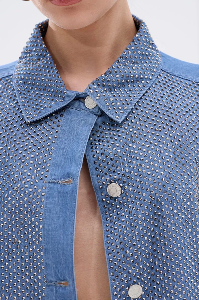 BLING BLING DENIM BUTTON DOWN TOP