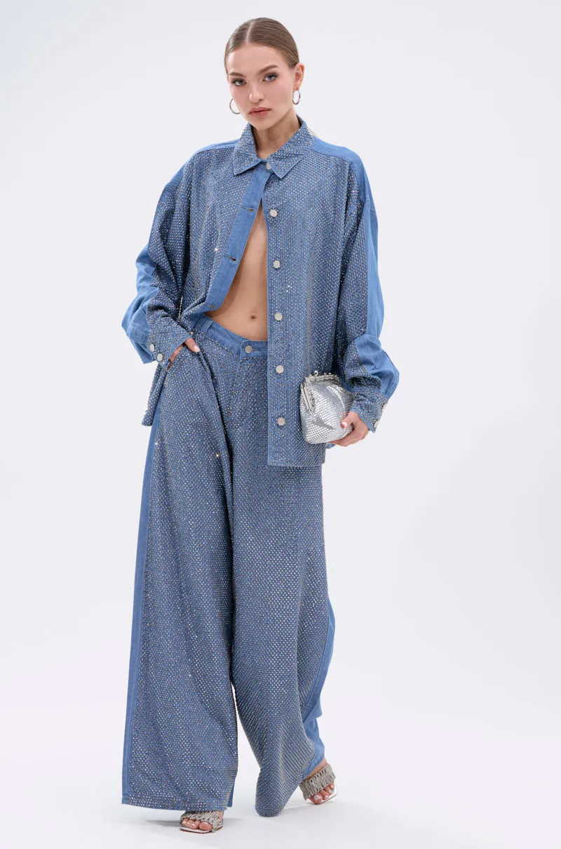 BLING BLING DENIM BUTTON DOWN TOP