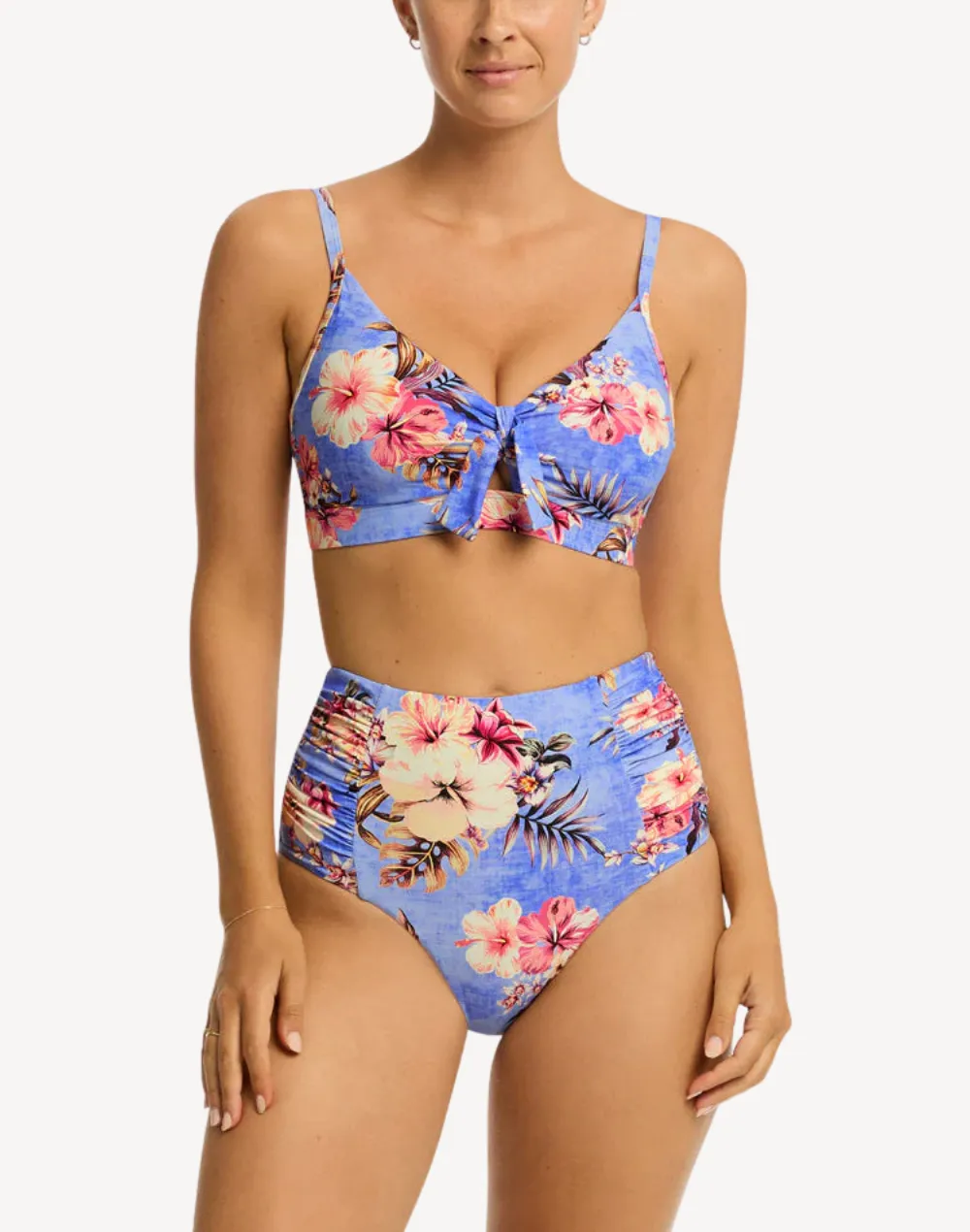 Blue Hawaii DD Tie Front Bikini Top
