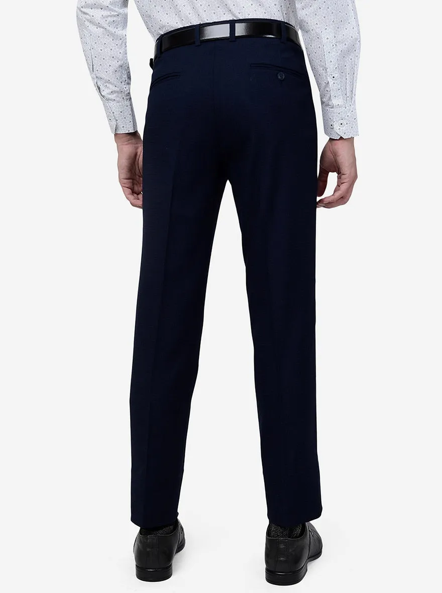 Blue Solid Slim Fit Formal Trouser | JB Studio