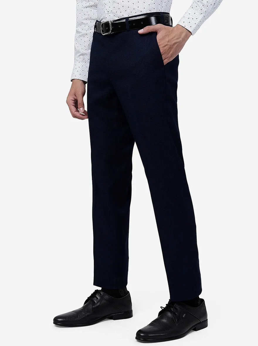 Blue Solid Slim Fit Formal Trouser | JB Studio
