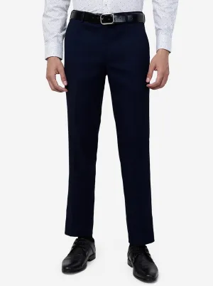Blue Solid Slim Fit Formal Trouser | JB Studio