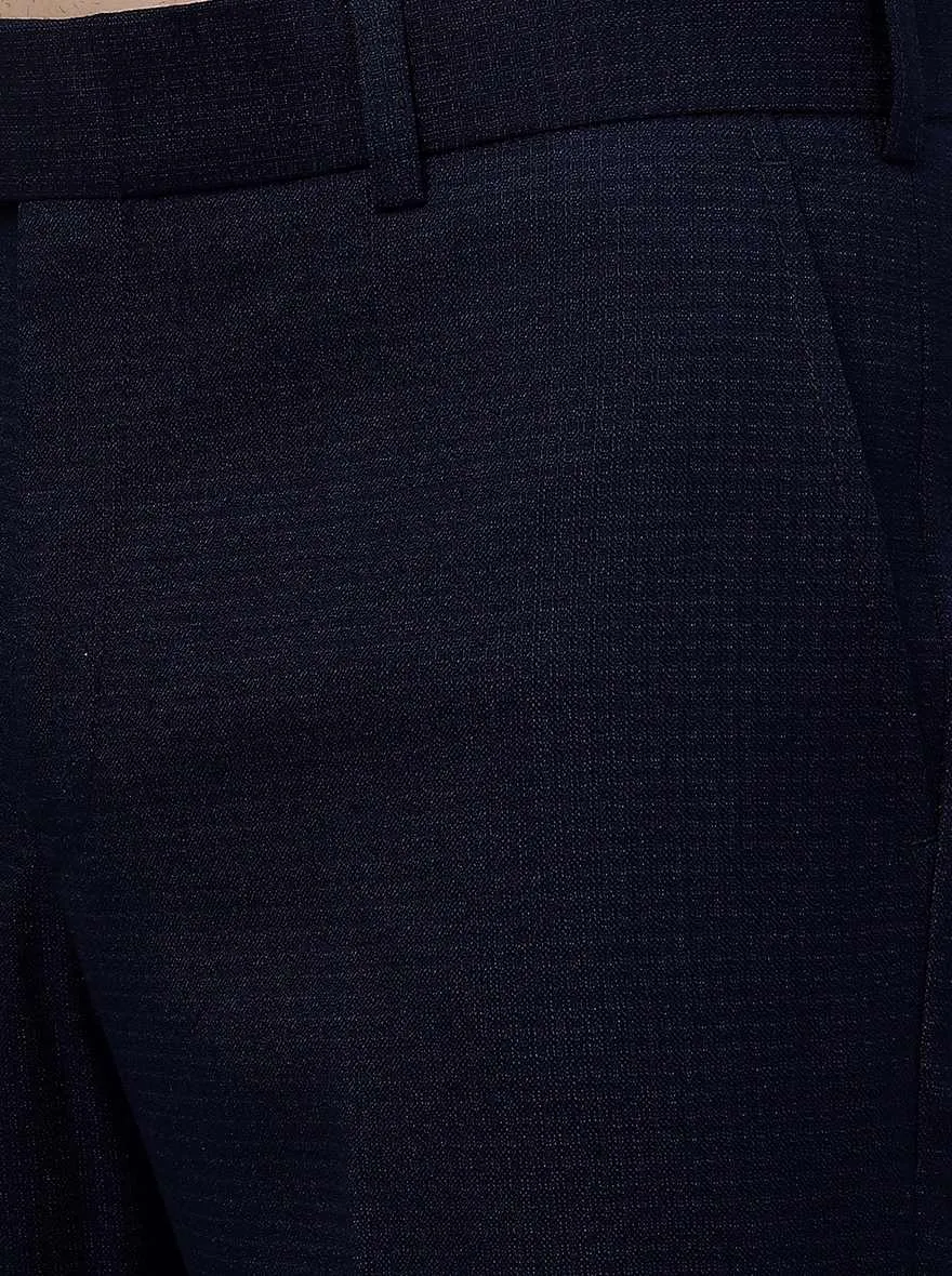 Blue Solid Slim Fit Formal Trouser | JB Studio
