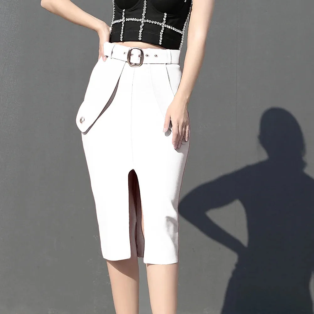 Bodycon Women's High Waist Bandage Skirt Knee Length Midi Pencil Office Party Club Elegant Skirts Clothing