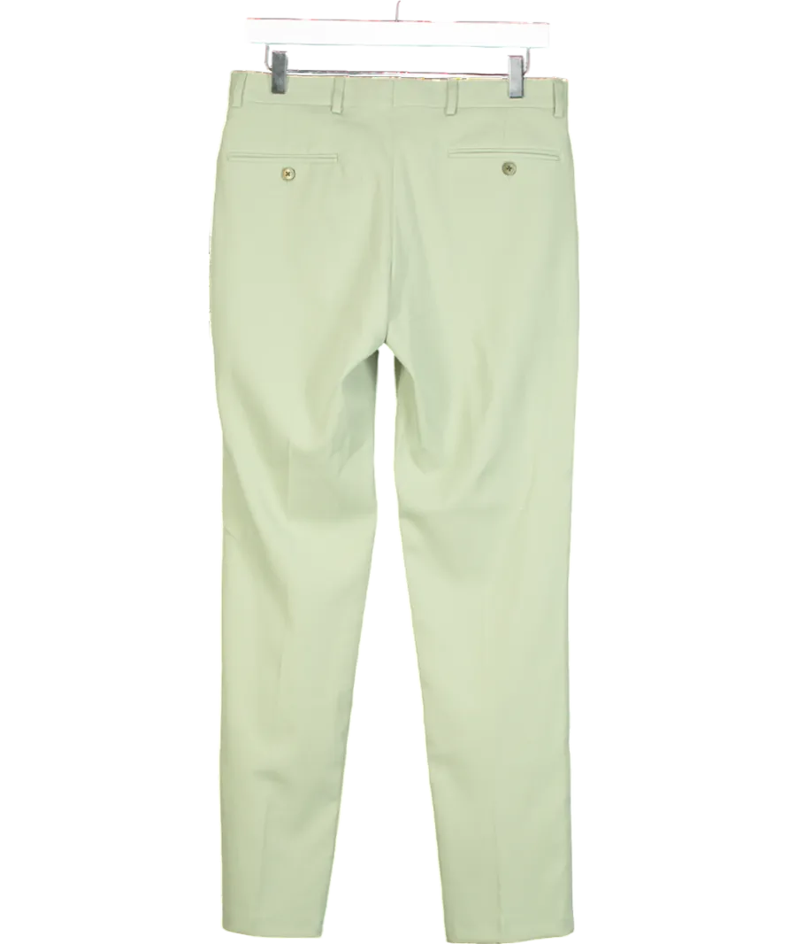 boohooMan Green Slim Piped Suit Trouser W30