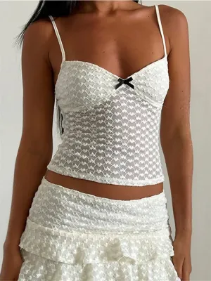 Bowknot Patchwork Sleeveless Backless Crop Top