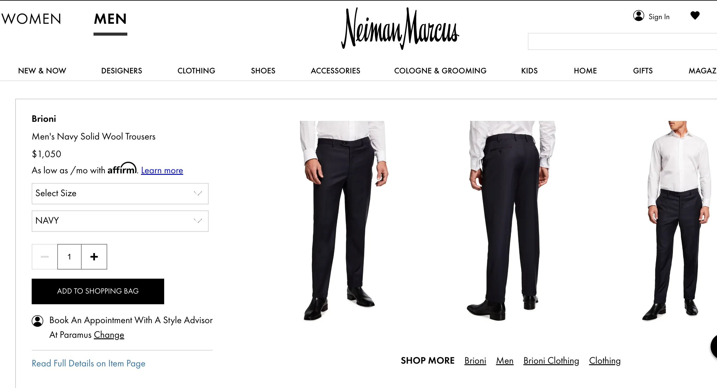 BRIONI - Super 150's SILK LINED "PHI" Navy Blue Dress Pants - 40W