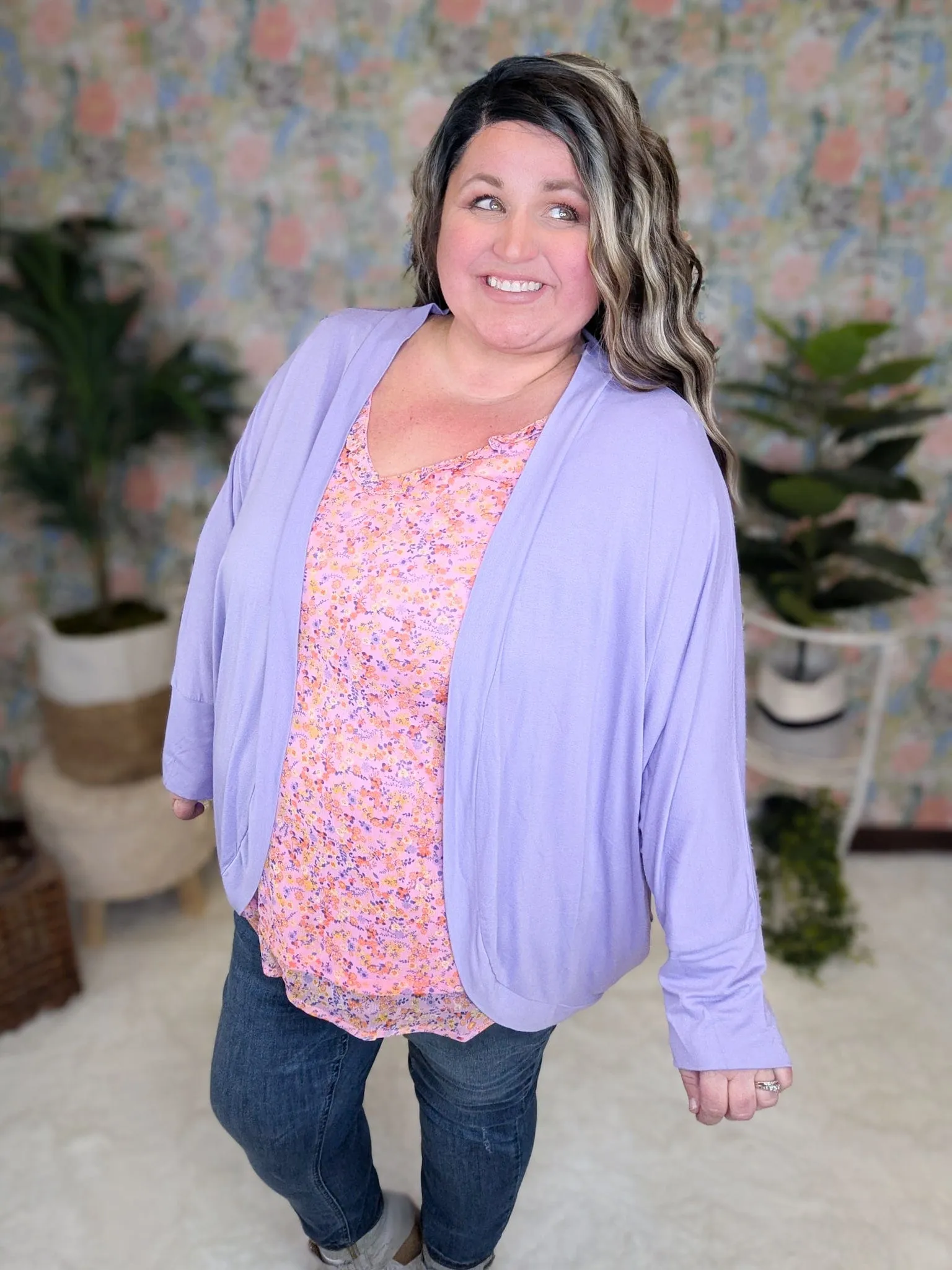 Brittany Ruffle Edge Vneck Tank in Pink Floral