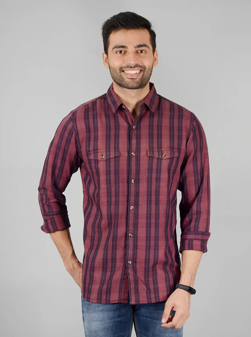 Brown Checked Slim Fit Casual Shirt | JadeBlue