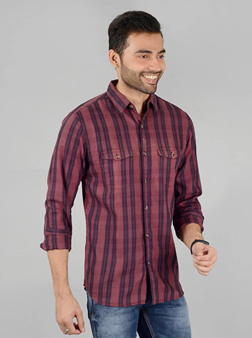 Brown Checked Slim Fit Casual Shirt | JadeBlue