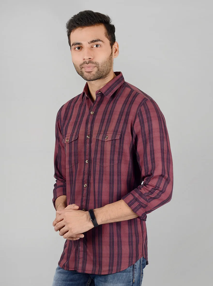 Brown Checked Slim Fit Casual Shirt | JadeBlue