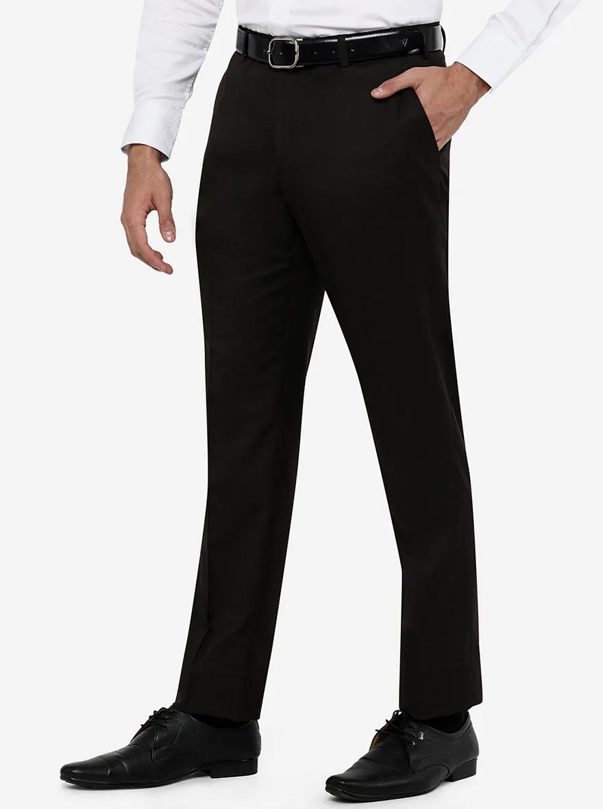 Brown Solid Classic Fit Formal Trouser | JadeBlue