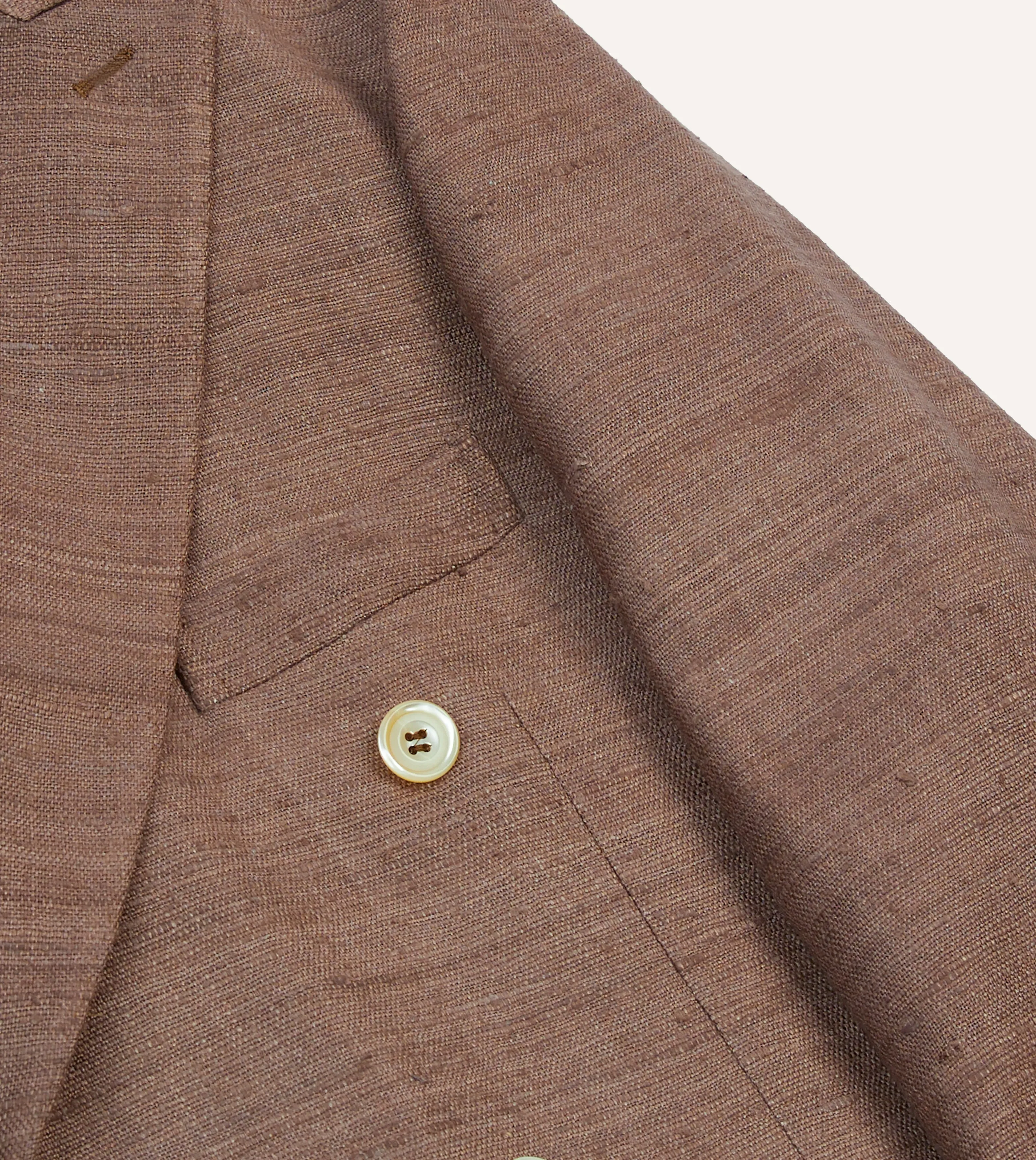 Brown Tussah Silk Double-Breasted Tailored Jacket
