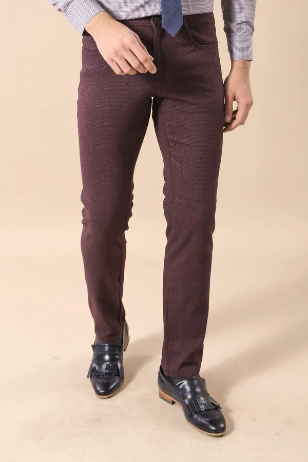 Burgundy Patterned Pants - Wessi