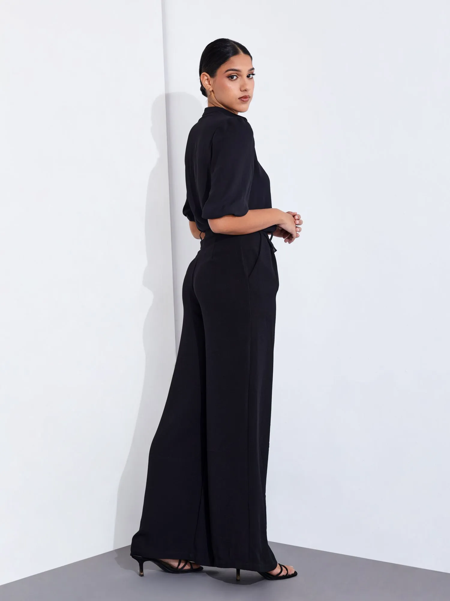 Button Down Balloon Sleeve Top